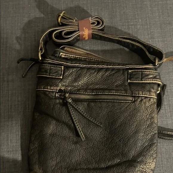 Montana West Distressed Black Leather Crossbody - Picture 2 of 3